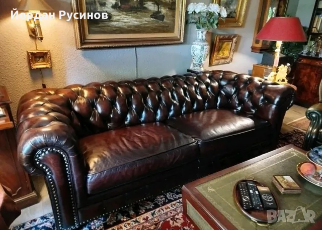 Оригиналне кожени диван Chesterfield Честърфийлд естествена телешка кожа Внос