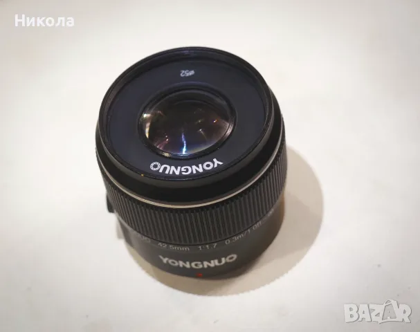 Обектив за МИКРО Yongnuo YN 42.5mm f1.7 за M4/3, снимка 3 - Обективи и филтри - 55475630