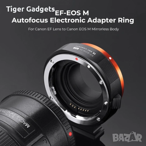 K&F Concept KF06.464 EF-EOS M адаптер с автофокус – Canon EF/EF-S към Canon EOS M, снимка 3 - Обективи и филтри - 54450960