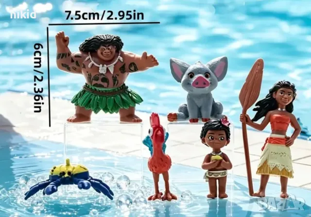 6 бр Смелата Ваяна и приятели играчки Moana PVC сет фигурки играчки топери за торта украса играчка, снимка 3 - Фигурки - 55344068