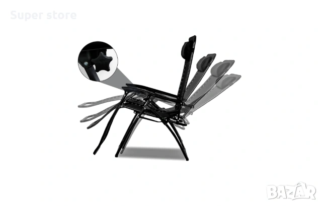 Сгъваем шезлонг, снимка 5 - Градински мебели, декорация  - 54182884