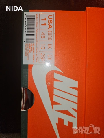 Маратонки Nike Air Jordan 1 Retro Hi “Gatorade” - 45 EU / 10 UK - Нови - Уникат!, снимка 9 - Маратонки - 54804740