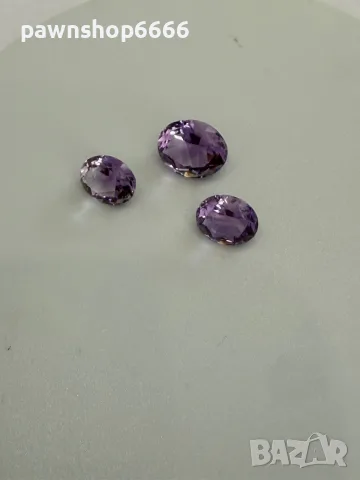 Лот естествени фасетирани аметисти – 7.85 ct (3 броя) – отлична шлифовка, снимка 4 - Бижутерийни комплекти - 55482883