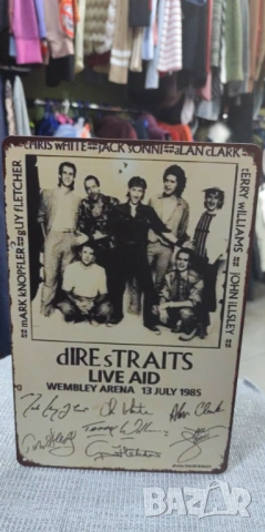 Dire Straits Webley Arena 1985 -метална табела(плакет), снимка 3 - Китари - 54091160