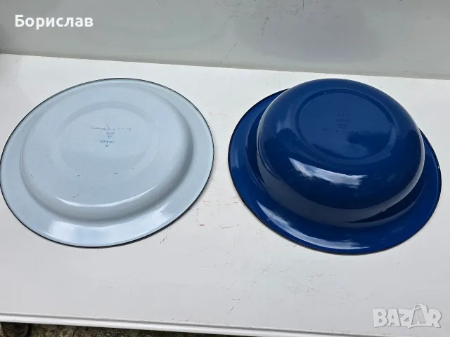 Емайлирана купа и чиния, снимка 6 - Чинии - 55607278