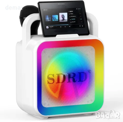 Bluetooth караоке машина SD-516 с 2 микрофона, 10W, DJ светлина, USB/AUX