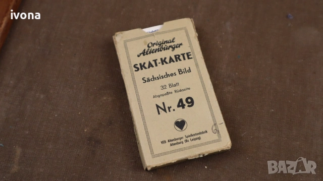 32 карти за игра, Altes VEB Altenburger Skat Kartenspiel Nr. 49 Sächsiches Bild, 32 Blatt, снимка 3 - Колекции - 54263331