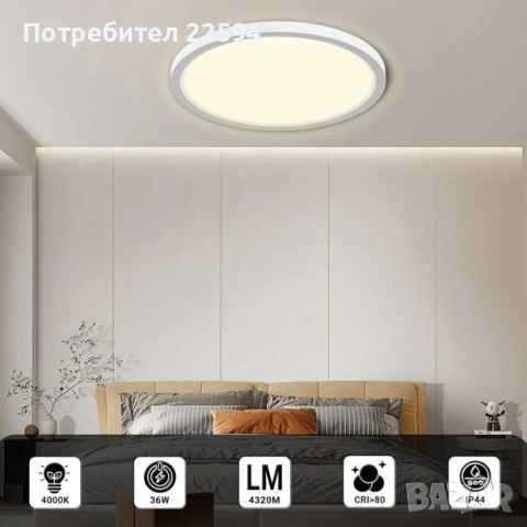 LED таванна лампа - Плафон, снимка 5 - Лед осветление - 54827574