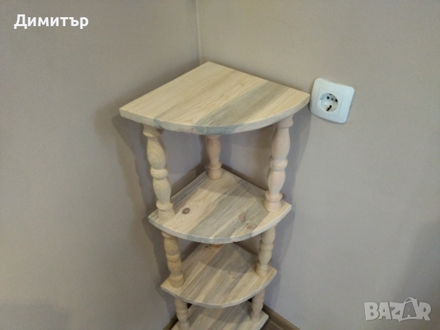 Ръчно изработена ъглова етажерка ( НАТУРАЛНА ) !!!, снимка 6 - Етажерки - 54896235