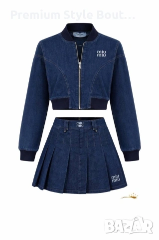 дамски комплект деним яке и пола miu miu , снимка 2 - Комплекти - 54126687