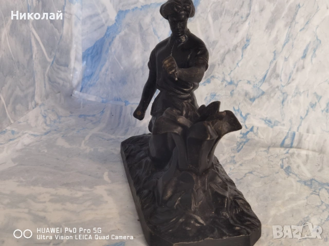 Стара Съветска Фигура Лят Чугун Касли Каменно Цвете, снимка 5 - Антикварни и старинни предмети - 54387893