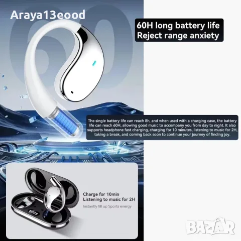 Безжични слушалки YYK-Q39 True Wireless с отворен дизайн, IP54 и шумопотискане, снимка 5 - Безжични слушалки - 55688637