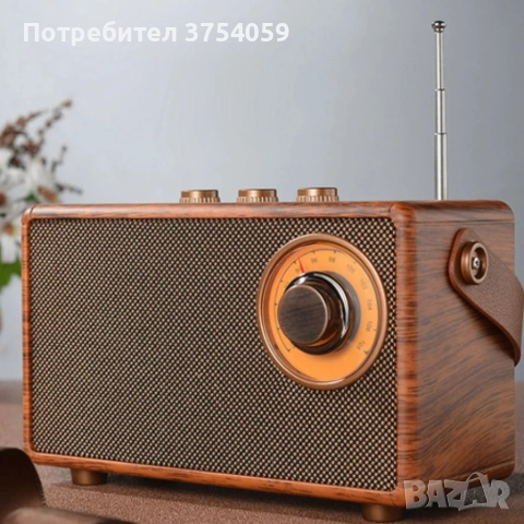 Bluetooth радио колонка AS23, 5W, 1500mAh, Кафява в ретро стил с кожена дръжка, снимка 7 - Радиокасетофони, транзистори - 55182730