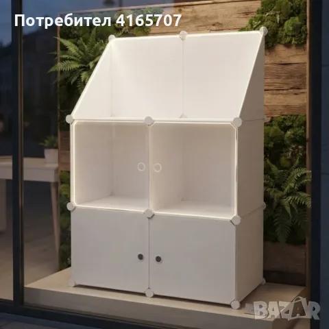 Модулен шкаф за съхранение ELEGANCE – 4 модула, бял, снимка 4 - Шкафове - 55528207