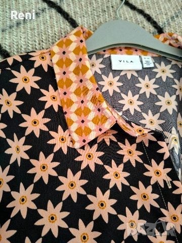 Ефектна риза от сатен VILA, L номер, снимка 8 - Ризи - 54163286