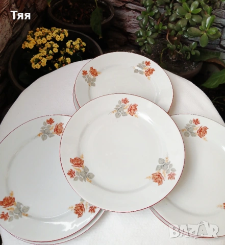 БГ порцеланови чинии Оранжева роза , снимка 2 - Чинии - 54195283