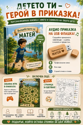 Персонализирана книга + аудио приказка на USB флашка Комплектът включва:, снимка 3 - Други - 55125549