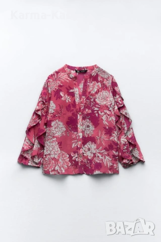 блуза ZARA в розово, снимка 3 - Ризи - 54317518