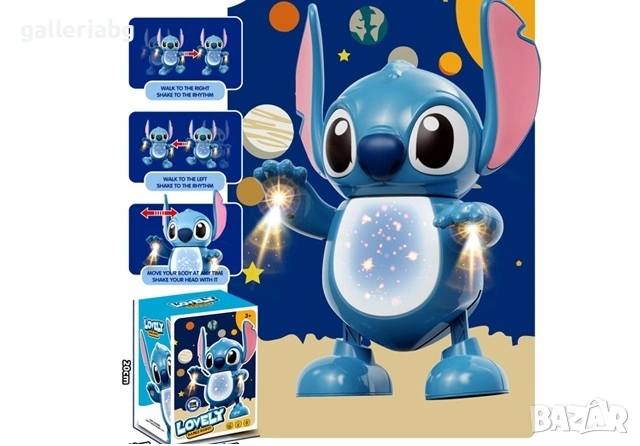 Интерактивна фигура в стил Stitch със светлини и танцуващи движения – 20 см