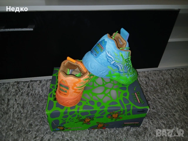 🐢 Puma MB.04 x TMNT – Leonardo & Michelangelo (Limited Edition) – НОВИ!, снимка 6 - Маратонки - 54231848