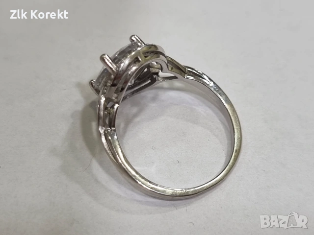 Дамски сребърен пръстен с голям ефирен камък., снимка 6 - Пръстени - 55191255