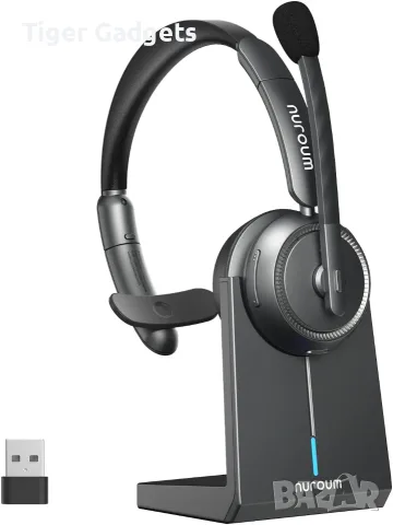 Nuroum HP31S (3rd Gen) Bluetooth слушалка с микрофон, USB донгъл, зарядна база, Noise Cancelling