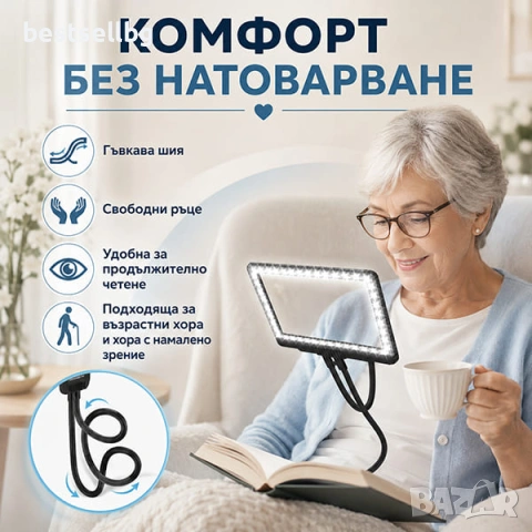 Увеличителна лупа за врат 5X LED осветление за четене шиене бордиране, снимка 6 - Други инструменти - 47547027