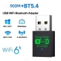 Безжичен адаптер Wifi 6 + Bluetooth 5.4, USB, 900Mbps, 2.4/5.8Ghz за лаптоп, компютър, снимка 2