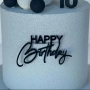 Happy birthday черен акрилен топерпреден за декорация на торта , снимка 1