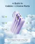 VRURC Power Bank 20 000 mAh с вградени кабели и бързо зареждане 22,5W – Лилав, снимка 2