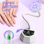 Нова Лампа за гел лак нокти маникюр 48W UV LED 365+395nm с таймер и батерия, снимка 4