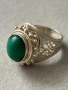 Антикварен съветски сребърен пръстен с малахит, снимка 3