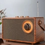 Bluetooth радио колонка AS23, 5W, 1500mAh, Кафява в ретро стил с кожена дръжка, снимка 7