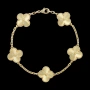 Van Cleef & Arpels VCA 5 Motifs Gold Clear Vintage Alhambra Дамска Гривна, снимка 8