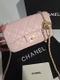 Chanel Flap Bag Gold logo Дамска Розова Чанта От Естествена Телешка Кожа Код Brand Luxury Fashion27, снимка 2