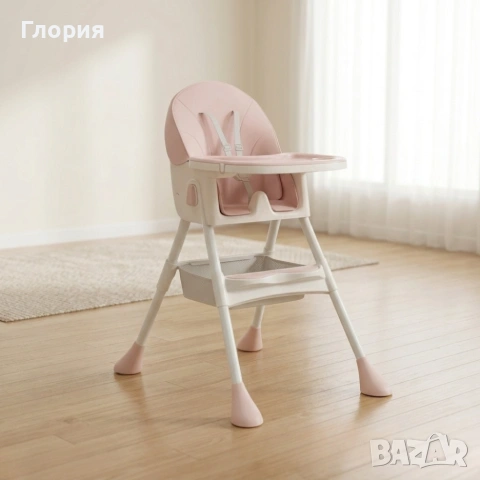 Многофункционално бебешко столче за хранене 4 в 1 - Регулируема облегалка, 5-точков колан, сгъваемо,, снимка 3 - Столчета за хранене - 55030345