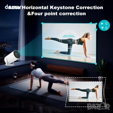 Мини проектор с WiFi 6 и Bluetooth, преносим смарт 4K 1080P HY300 PRO, снимка 4 - Плейъри, домашно кино, прожектори - 54216431