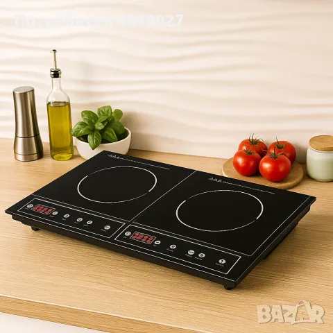 Двоен индукционен котлон Royalty Line RL-DIP4000.2 - 1400W+2000W, 80°C- 270°C, Кристална плоча, Тайм, снимка 4 - Котлони - 55698517