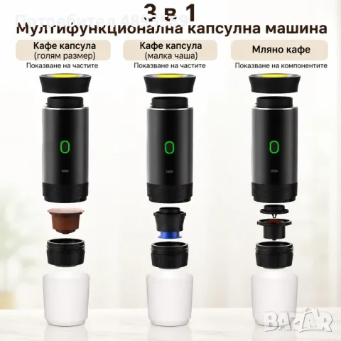 Преносима еспресо машина 3 в 1 с USB зарядно, снимка 3 - Кафемашини - 55382898