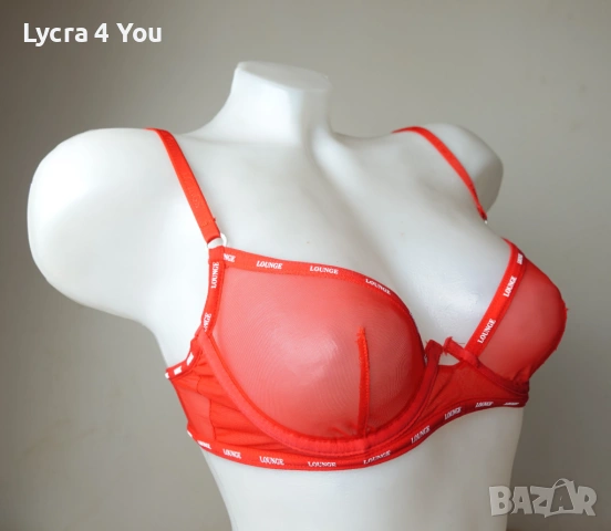 Lounge 75B червен сутиен от тюл с прозрачни чашки, снимка 4 - Бельо - 54918187