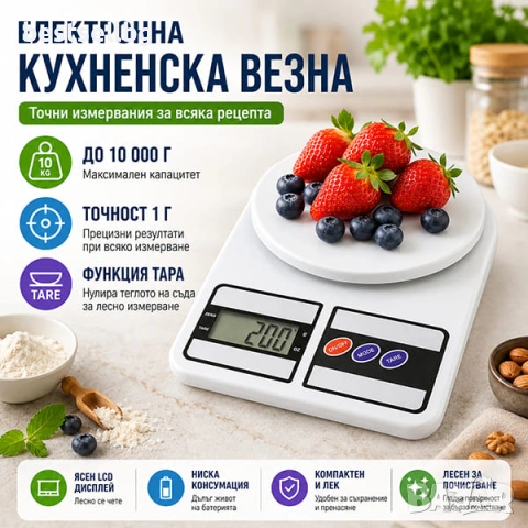 Точна електронна кухненска везна кантар за храна злато кафе до 7кг