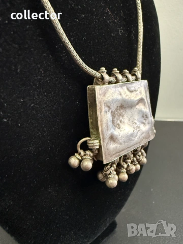 Сребърен индийски амулет / муска / мощохранилница. №8105, снимка 8 - Антикварни и старинни предмети - 54200023