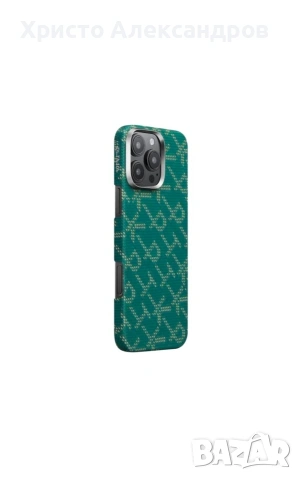 Кейс Pitaka Tactile Woven за iPhone 16 Pro, Aramid Fiber, Green/Gold #29, снимка 2 - Калъфи, кейсове - 54544009