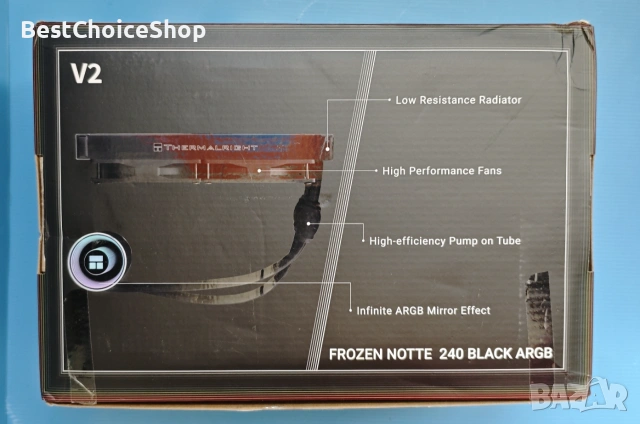 TR-Thermalright Frozen Notte 240 Black ARGB V2 Течен охладител за процесор - Infinite Mirror Light, снимка 10 - Други - 55038646