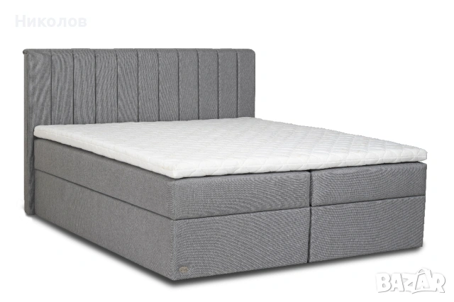 Бокспринг легло в сиво с матрак, топ матрак и ракла 160х200