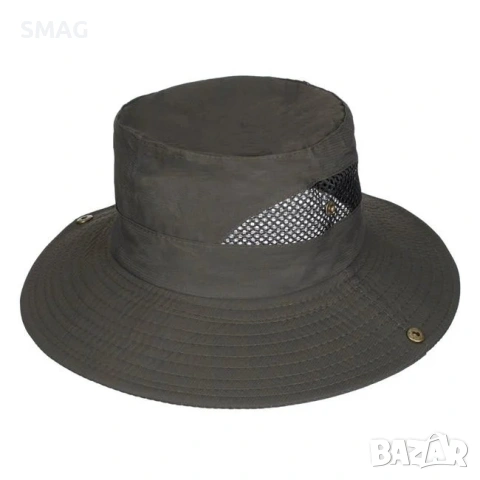 Мъжка bucket шапка каки с мрежа и копчета_1224690, снимка 3 - Шапки - 54923261