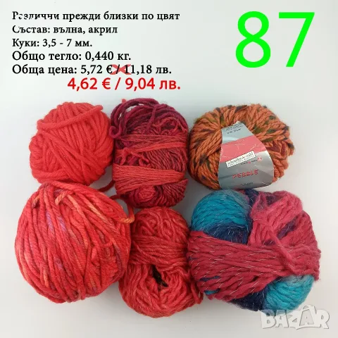 Евтини прежди в малки количества - нови и остатъци 