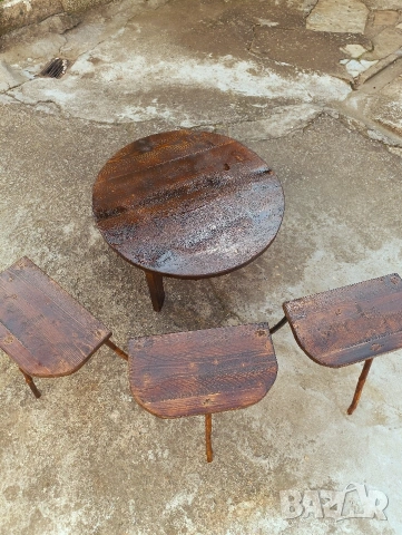 Дървена софра с три столчета , снимка 5 - Декорация за дома - 54312348