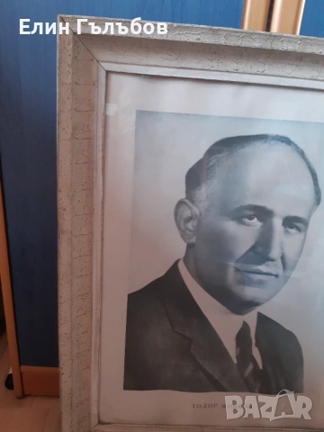 Портрет на Тодор Живков в дървена рамка, ретро, снимка 5 - Антикварни и старинни предмети - 54204237