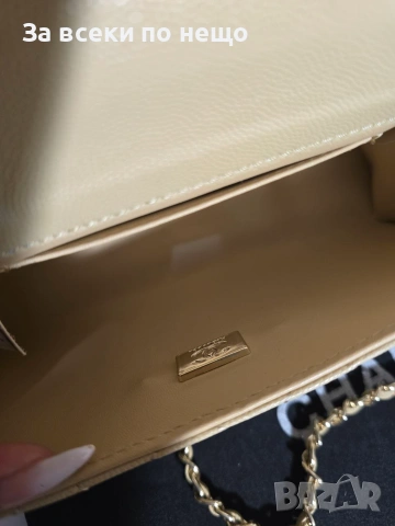 Chanel Mini Kelly 25S Дамска Бежова Чанта От Телешка Cavier Кожа Код Brand Luxury Fashion35, снимка 9 - Чанти - 54961440